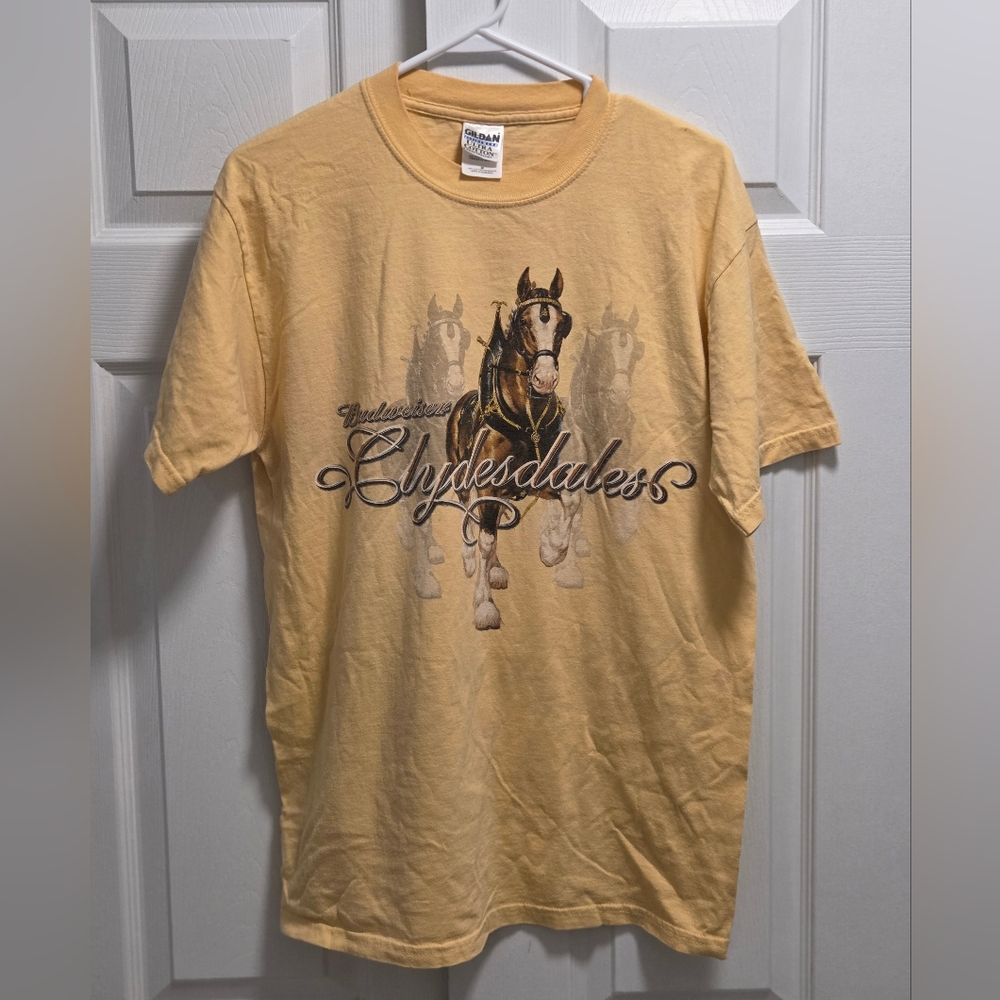 Vintage Budweiser Clydesdales Graphic Tee Gildan Heavyweight Cotton Medium